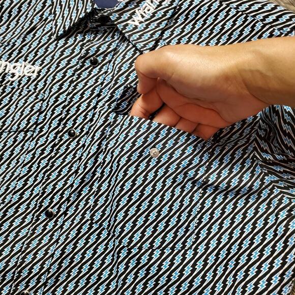Wrangler Embroidered Snap Black Pearl Button Up Front Closure Size XL Boys - Picture 9 of 13